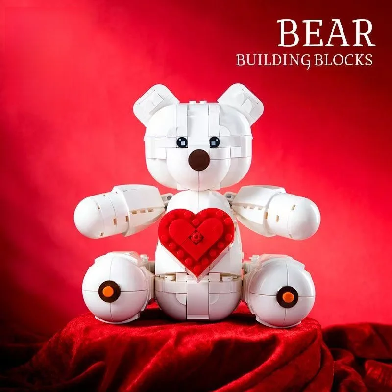 

693PCS Heart-Loving Big White Bear Building Blocks Toy, Romantic Design, Decoration, Valentine's Day, New Year, Birthday Gift