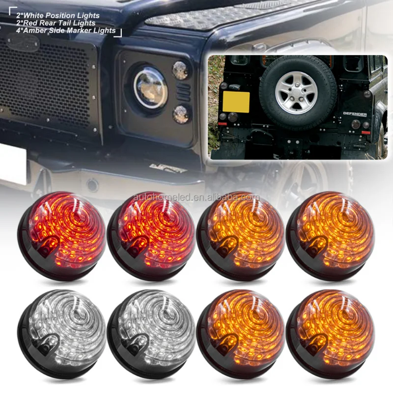 Amber Indicator Side Lamp Red Rear Stop Tail White Front Position Light For LandRover Defender 90/110 Led Light Update Kits