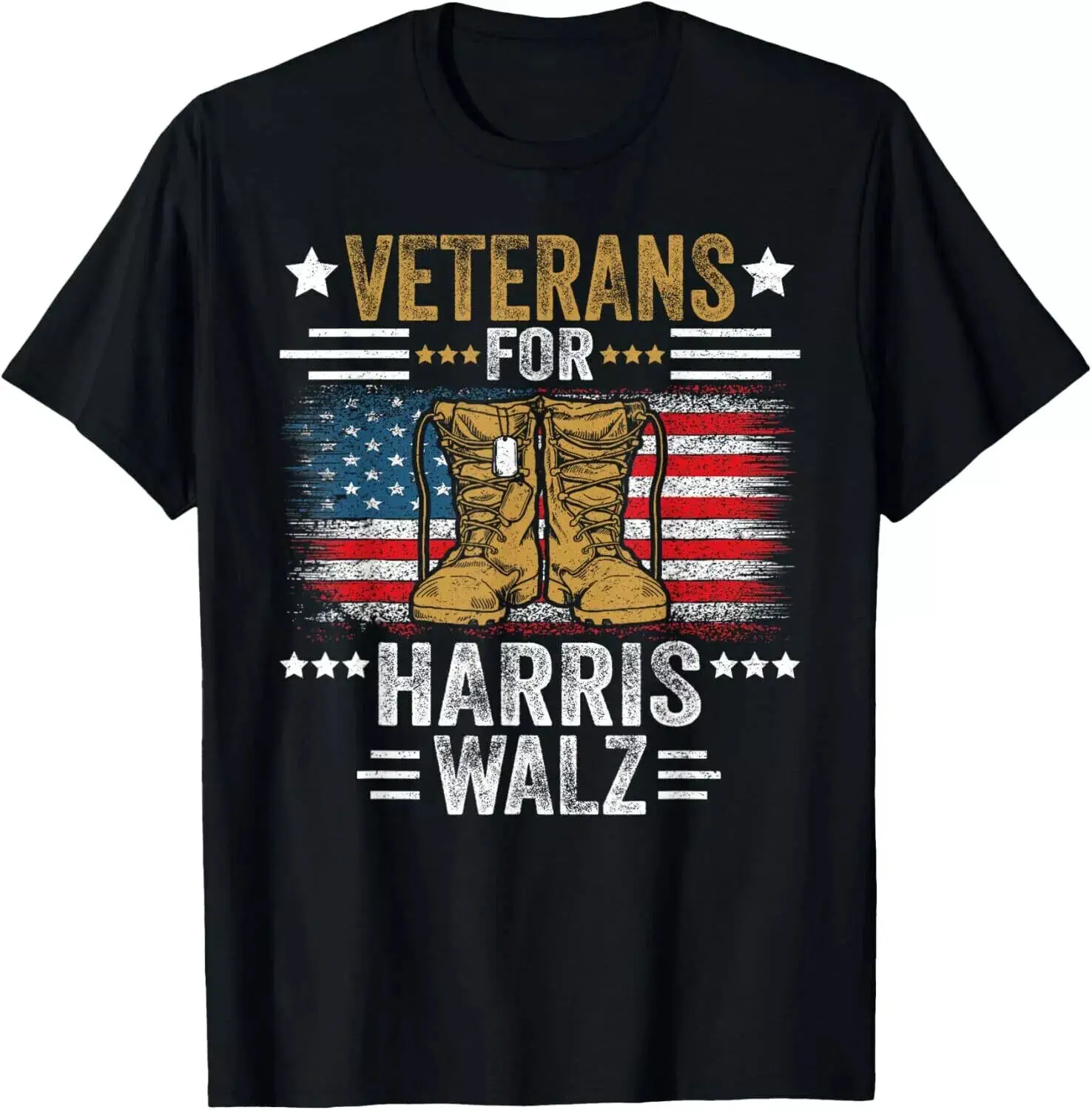 Veterans for Harris Waltz 2024 Comma La Kamala USA Flag T-Shirt