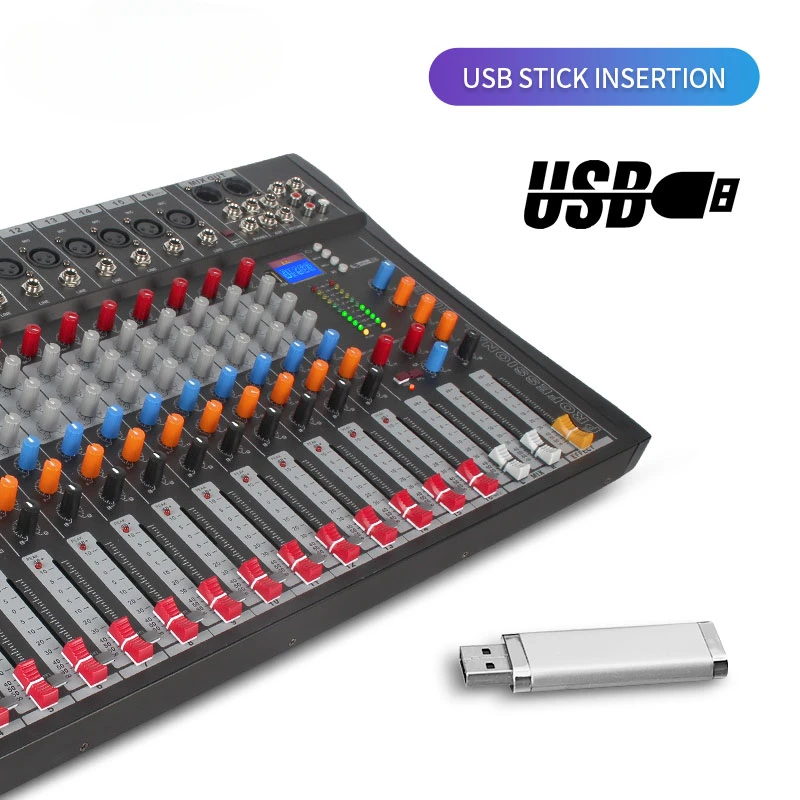 YYHC 16 channel Professional Audio Analog Mixer Mixing Console DJ Sound USB Recorder Audio Mixer