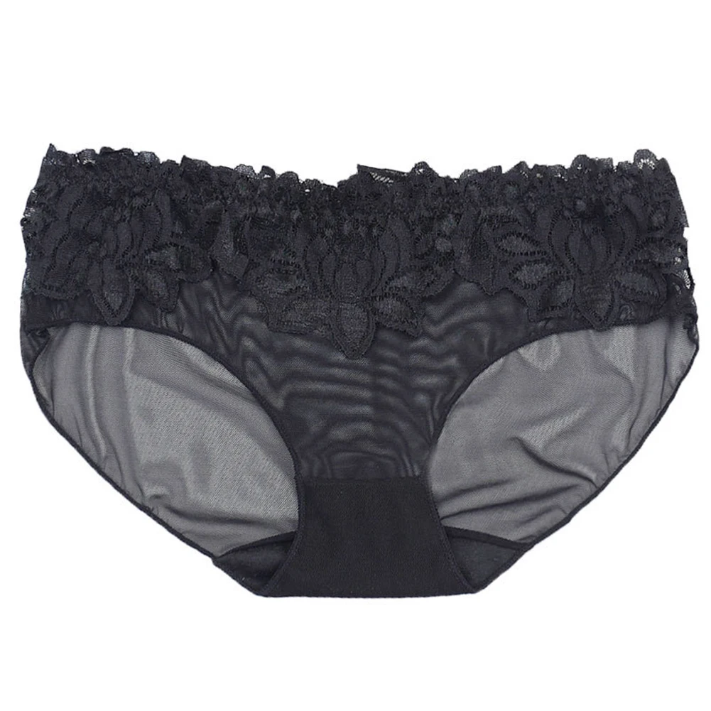 Women Soft Thin Mesh Lace Briefs Sexy Ladies See Through Underwear Low Rise Panties Knickers Female Sexy Transparent Underpants