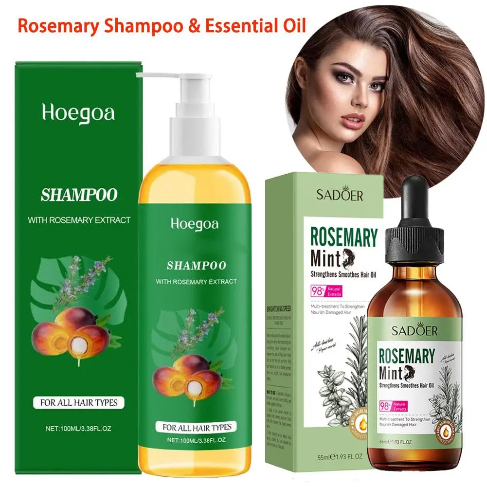 

Rosemary Hair Shampoo & Hair Essential Oil Mint Split Ends Dry Spray Nourishing Strengthening Moisturizing Shampoo Women Men