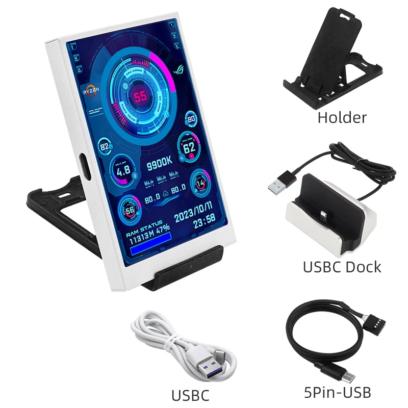 3,5 inch Type-C secundair scherm voor computer CPU RAM GPU HDD Monitor 320*480 IPS LCD ISB Display TURZX Software GEEN AIDA64