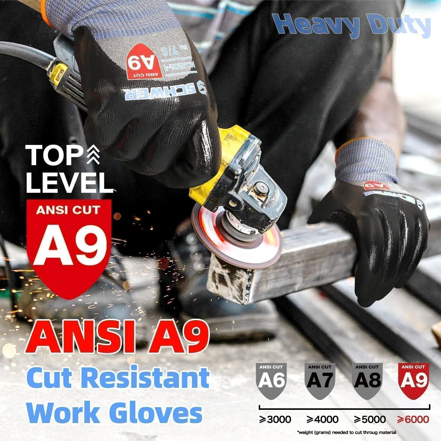 ANSI A9 Cut Resistant Gloves, 18 Gauge Double Dipped Nitrile, Waterproof & Oil Proof, Anti Slip, Touch Screen, Black, L - view 4