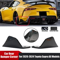 For 2020 2021 2023 2024 Toyota Supra All Models 2PCS Rear Bumper Corner Body Kit Glossy Black/Carbon Fiber Style Car Accessories