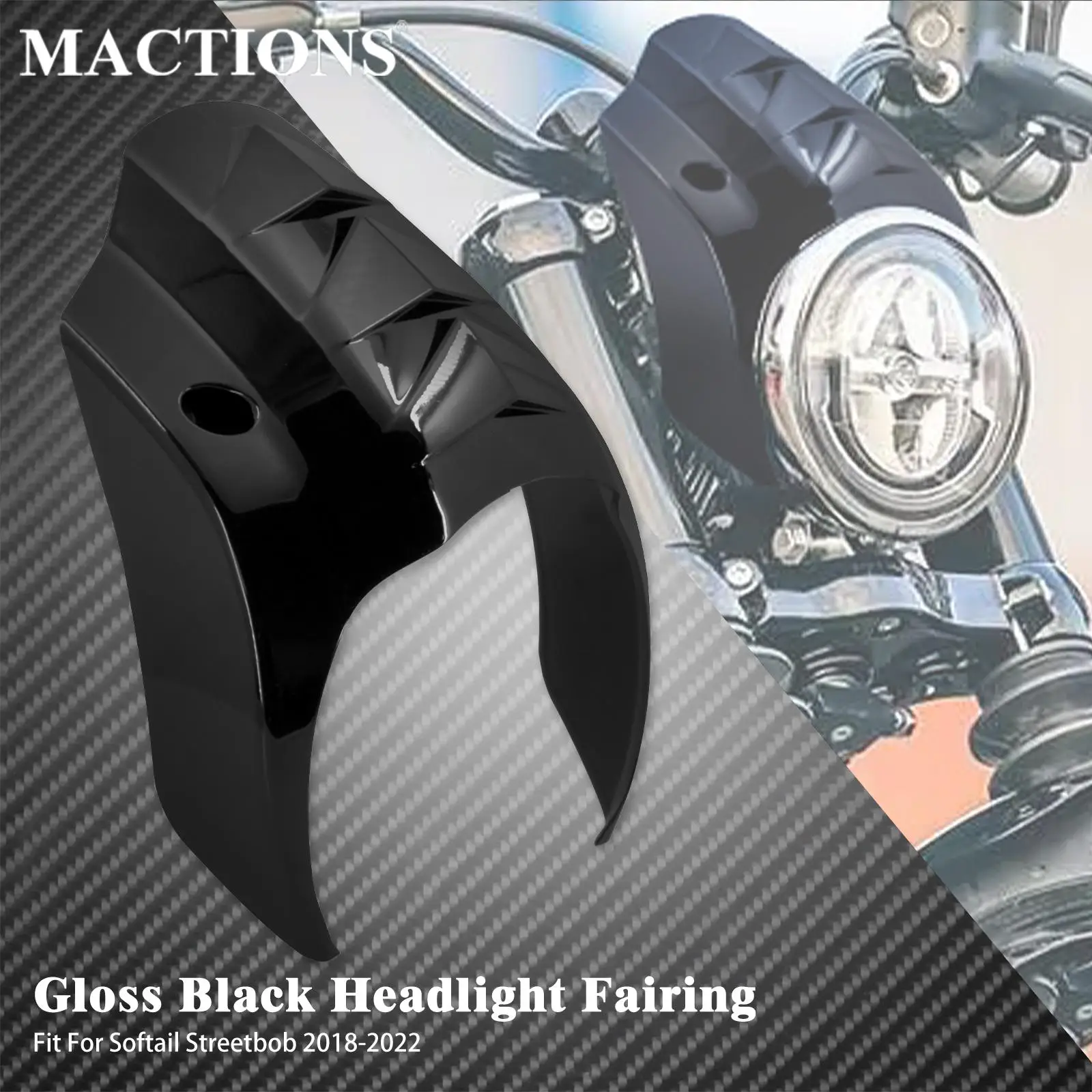 

Motorcycle Gloss Black Front Headlight Fairing Cover ABS For Harley Softail Street Bob FXBB FXBR 107 2018 2019 2020 2021 2022