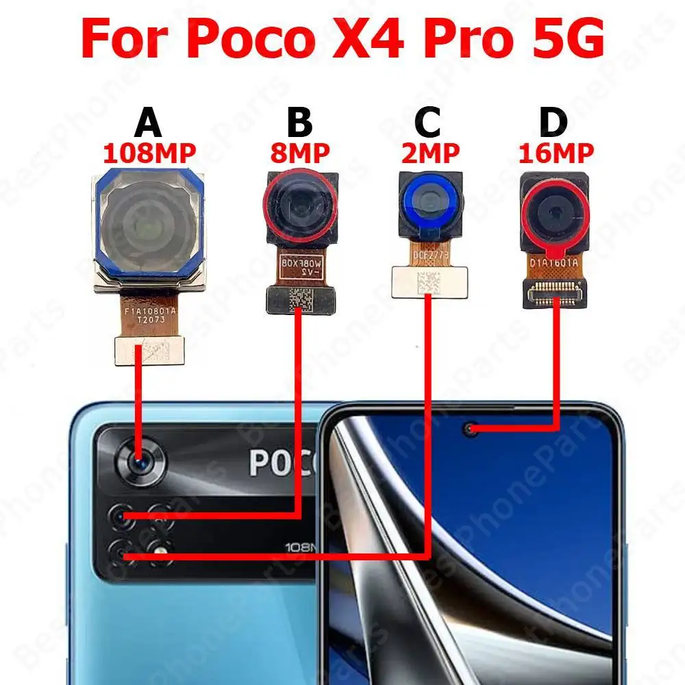 

Камера для Xiaomi Poco X4 Pro X4Pro 5G, задняя часть, передняя часть, передняя часть, задняя камера для селфи, модуль, детали для мобильных телефонов
