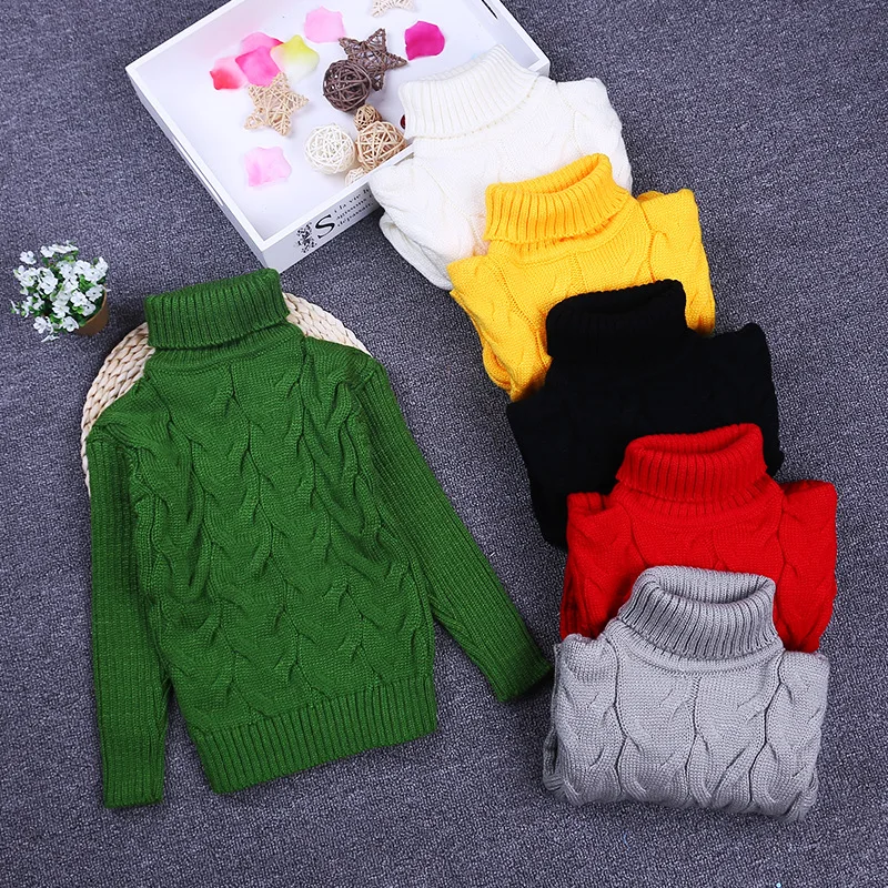 

Baby Girl Boy Sweaters Winter Children Cartoon Jumper Cable Knit Pullover Turtleneck Warm Outerwear Kid Casual Clothing GY06152