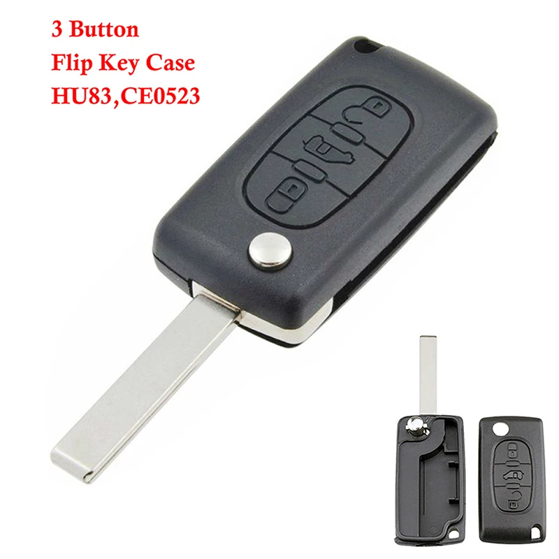 3 Button Remote Key Fob Case Black VA2 CE0536/HU83 CE0523 Fit For Peugeot Expert  Citroen Dispatch Fiat Scudo Toyota ProAce