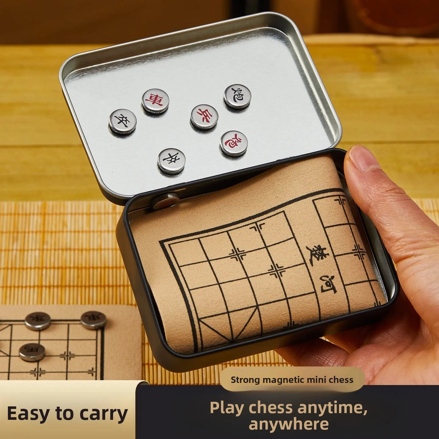 Mini Magnetic Chess Foldable Iron Box Portable Chinese & International Chess Travel Board Game