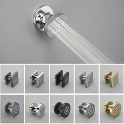 Black Bathroom Solid Brass Square Chrome Plate Body Shower Spray Jets Shower Head Wall Sprayer Water Saving Massage Spa Body Jet