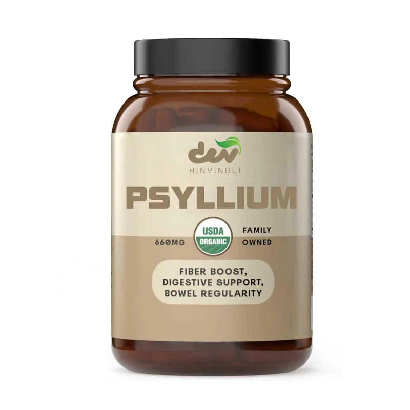 Cápsulas de polvo de cáscara de psyllium entero natural puro-660 mg cápsulas, 60 cápsulas, cápsulas puras de fibra inodoro y limpieza de colon