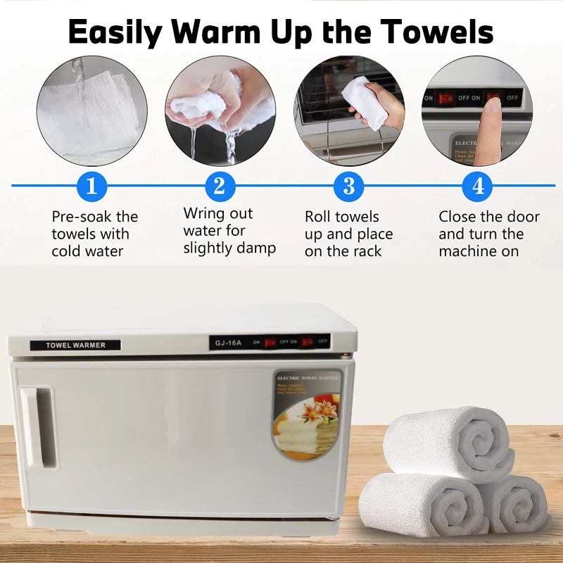 2 in 1 Towel Warmer UV Sterilization 16L Large Capacity Hot Towel Cabinet Facial Spa Massage Salon Hotel Gym Barber Sterilizer