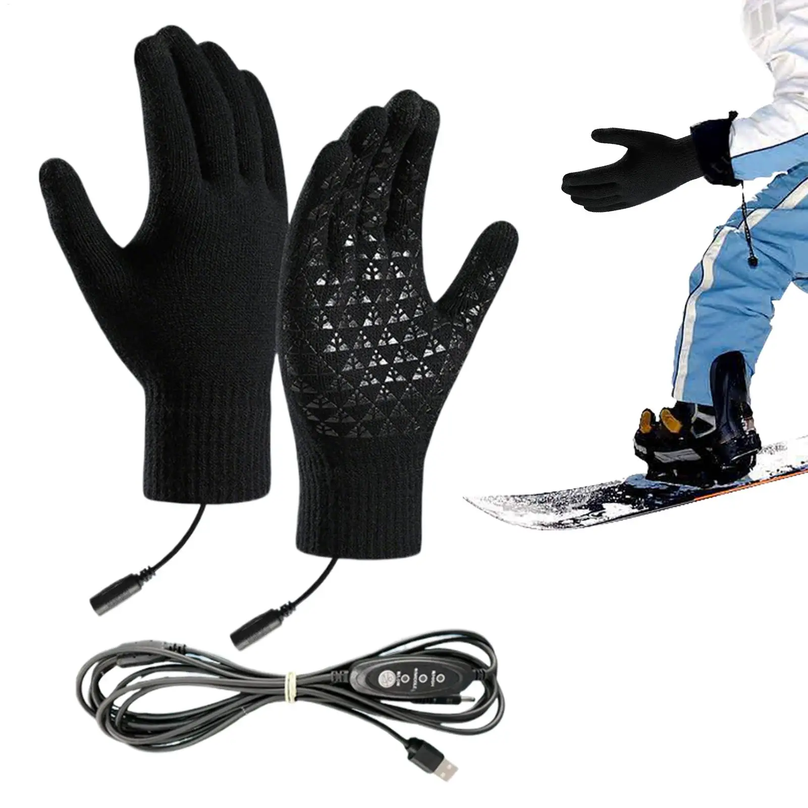

USB Rechargeable Heating Gloves Outdoor Snowboard Gloves Touchscreen Winter Thermal Gloves for Snowboarding Motorcycle Riding