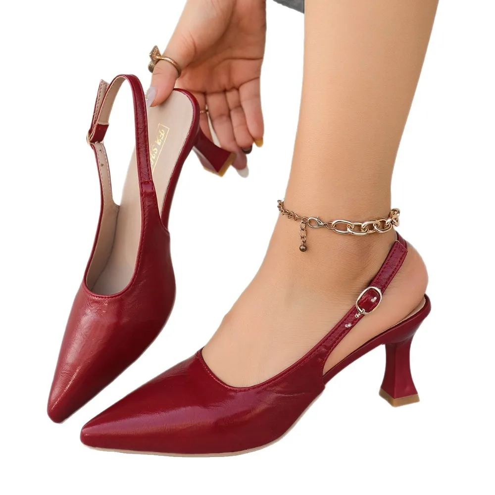 

New in 2026 Pumps Footwear Elegant Women Heeled Shoes Fashion Buckle Strap Female Pointed Toe Slingbacks Ladies High Heels Shoes