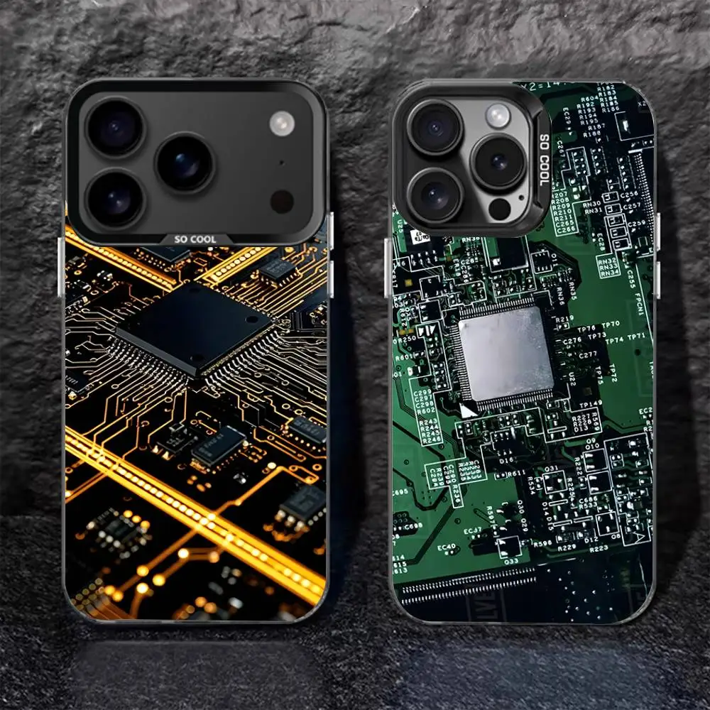 

Science Circuit Board Phone Case For iPhone 17,16,15,14,13,12,11,Pro,Max,Plus,Black Matte Shockproof Cover