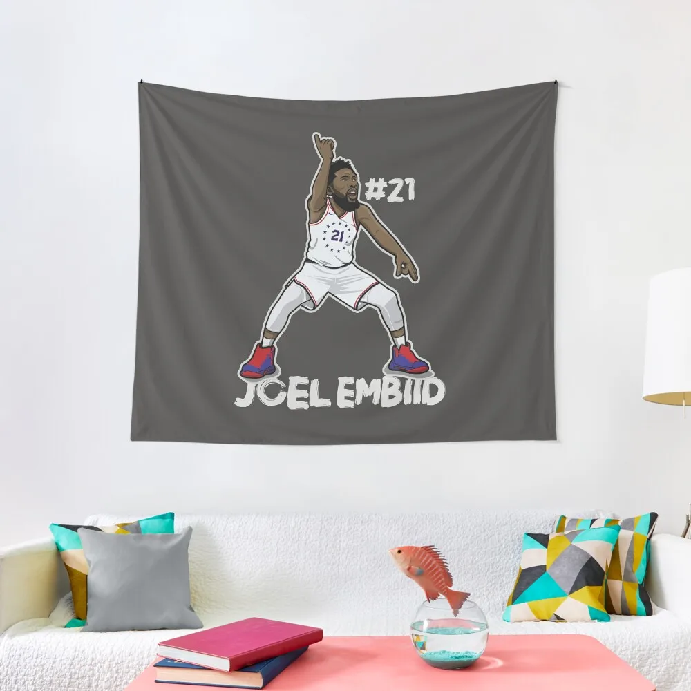 

Joel Embiid Cartoon Style Tapestry Korean Room Decor Wall Carpet Decorative Wall Mural Tapestry