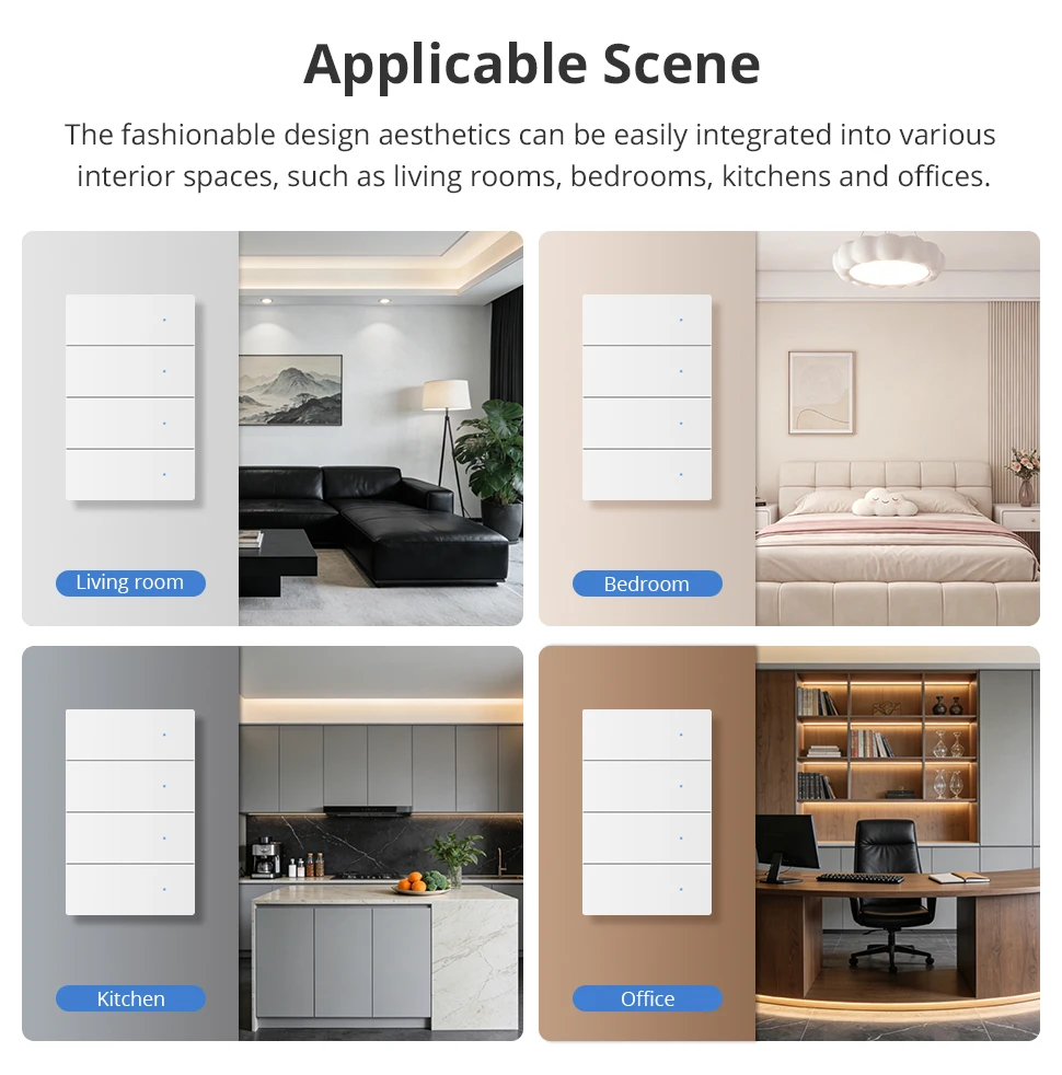Zemismart Zigbee Smart Wandlichtschalter Aluminiumlegierung Panel Neutralleiter Erforderlich 1 2 3 4 Fach Kompatibel mit Tuya Smart Life App ZM-808 – Detail 11