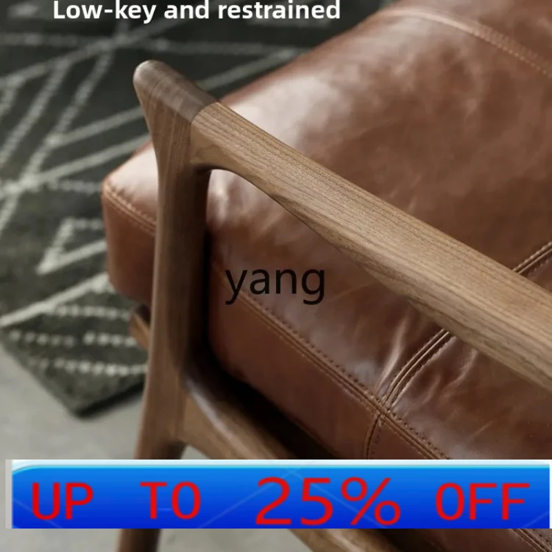 

LH all-leather solid wood sofa combination retro small apartment Nordic oil wax leather three people