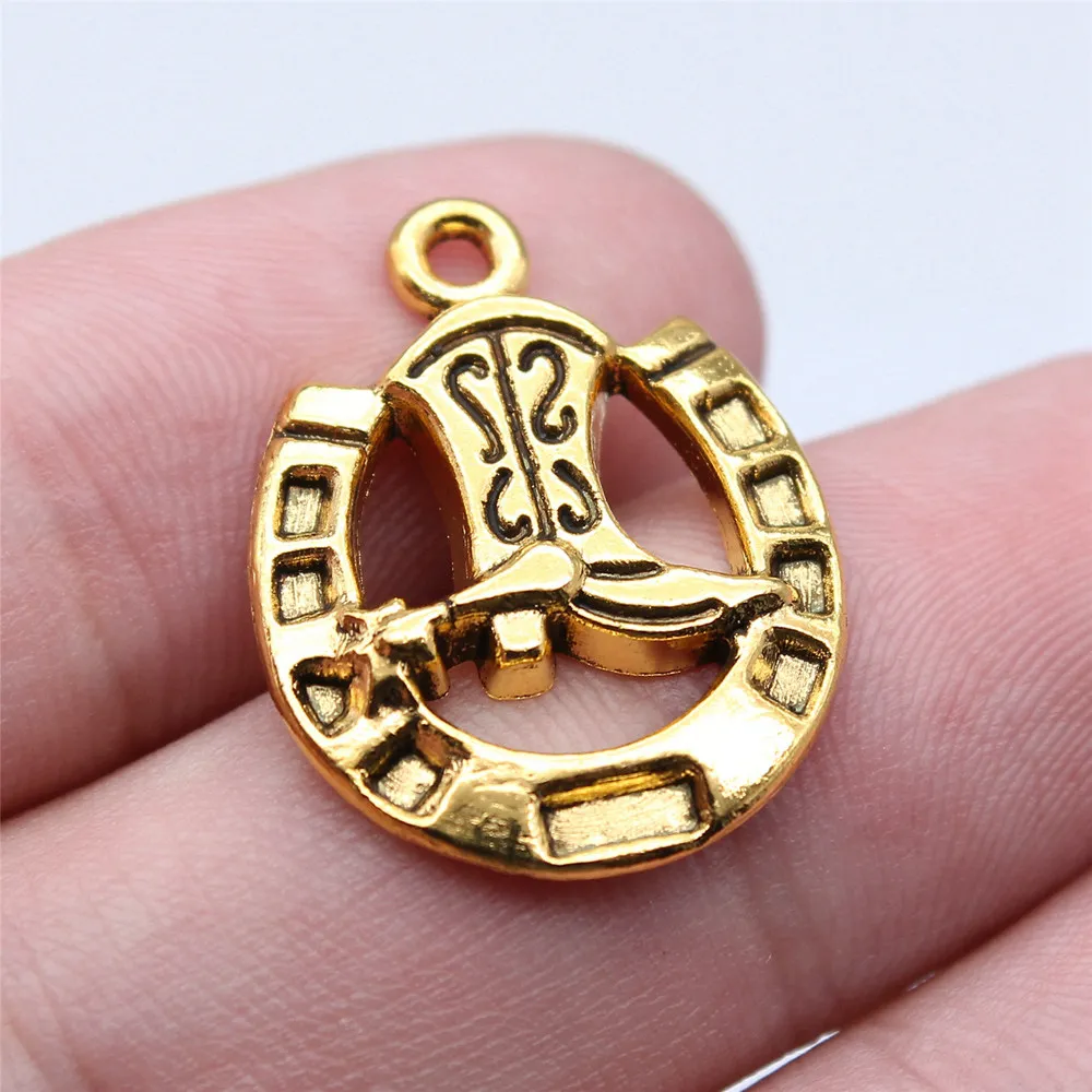 Jewelry And Accessories Cowboy Boots Horse Shoe Charms Popular Components 10pcs