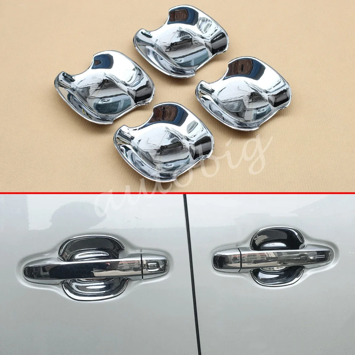 Chrome Door Handle Protector Cup Surrounds Accessories For Toyota Alphard Vellfire 2016-2021