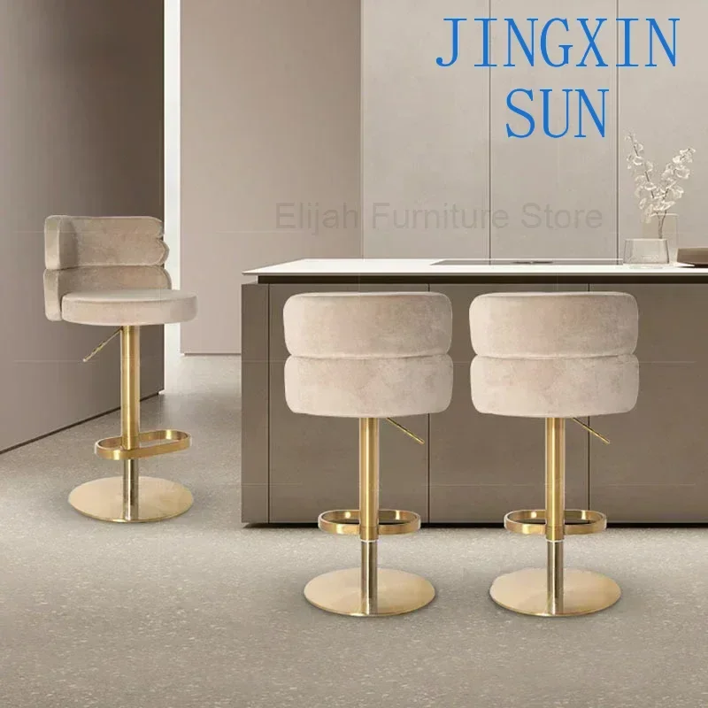 Nordic Design Bar Chair Breakfast Luxury Bar Lifting Adjustable Dinning Chair Soft Reception Bar Chairs White Salon Furniture