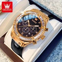 OLEVS Analog Quartz Watch for Women Leather Strap Waterproof Luxury Elegant Ladies' Watches Business Luxury Ladies Wristwatch