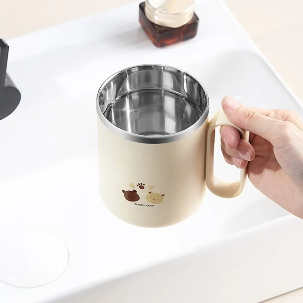 

Cute Stainless Steel Mouthwash Cup Anti Slip Bottom Exquisite Anti Mold Toothbrush Cup Beige Cartoon Children's Brushing Cup