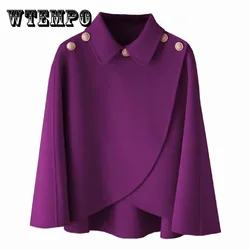 WTEMPO Women's Long Sleeve Solid Color Cloak Vintage Shawl Poncho Loose Shawl Cape Winter Fall Cape for Ladies