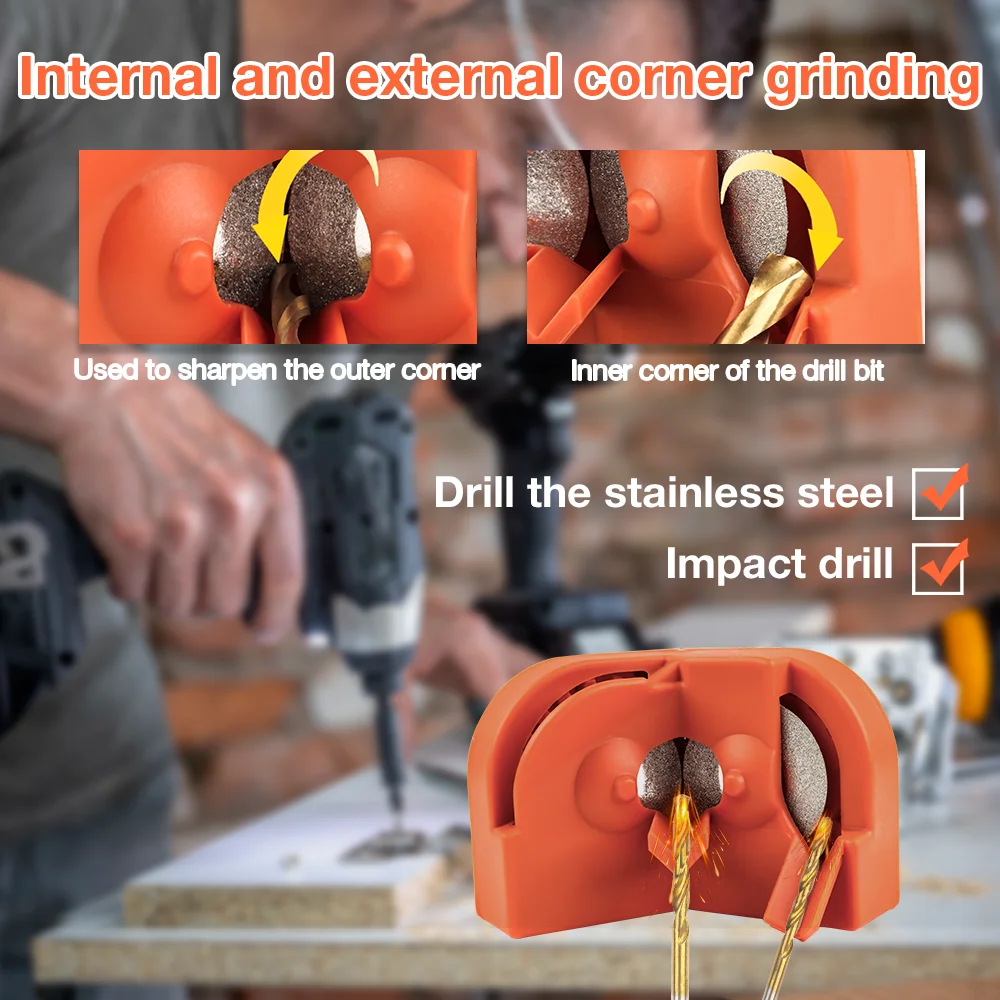 Electric Drill Bit Sharpener 2-16mm Diamond Milling/Twist Drill Bit Sharpener, Household Grinding Tools, Double-sided Polishing