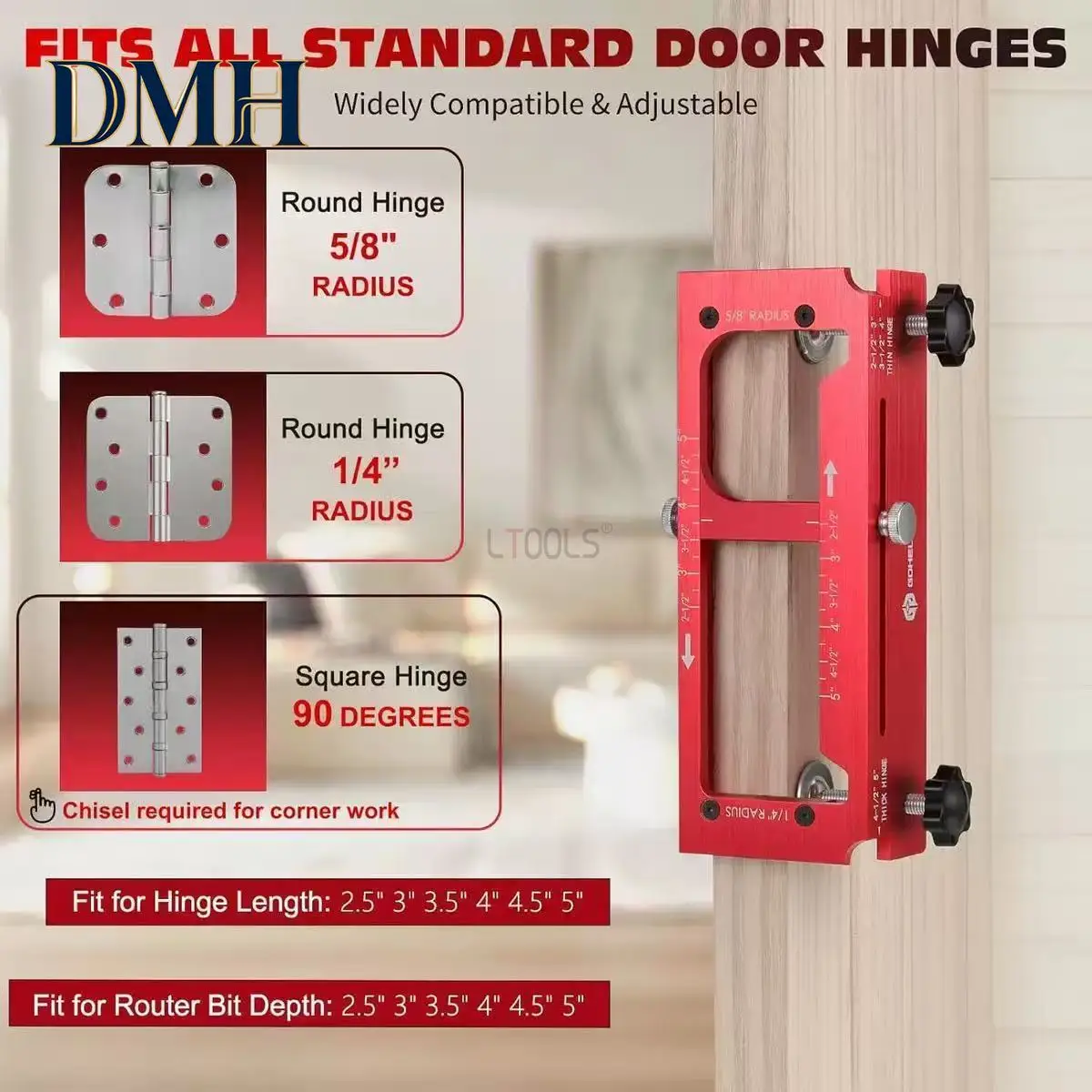 DMH-2 in 1 Hinge Drilling Fixture Combination Durable Door Frame Stable Locator Woodworking Installation Screws DIY Auxiliary To