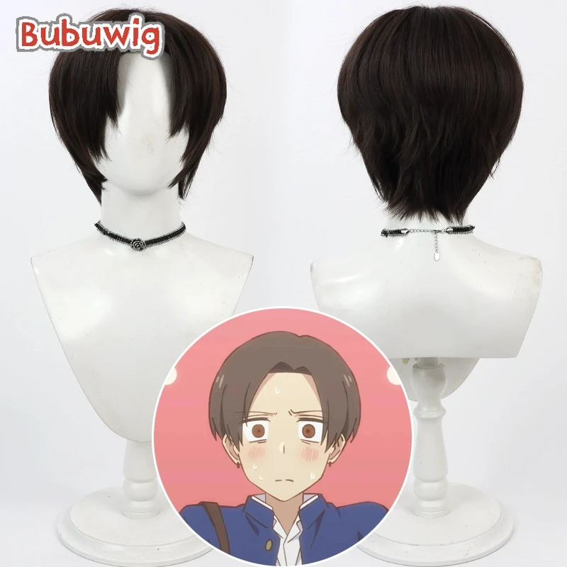 Bubuwig Synthetic Hair Ryuji Taiga Cosplay Wigs Senpai Is an Otokonoko Ryuji Taiga 30cm Short Dark Brown Men Wig Heat Resistant