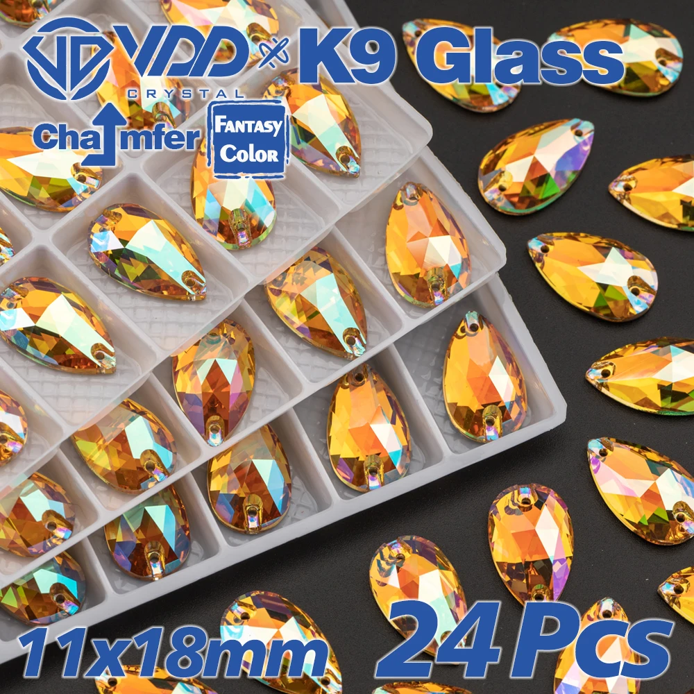 VDD  Top Quality Burning Sun Fantasy Color K9 Glass Sew On Rhinestones Sewing Crystals Flat Back Stones For Clothes Accessories