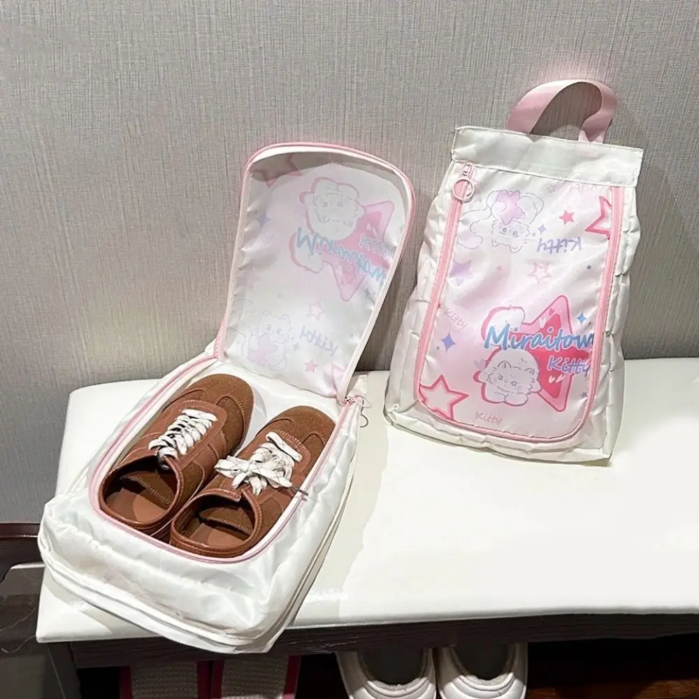 Portable Cartoon Animal Double Layer Shoe Bag Thickened Handheld Shoe Storage Bag Dust-proof Large Capacity Shoes Pouch Travel