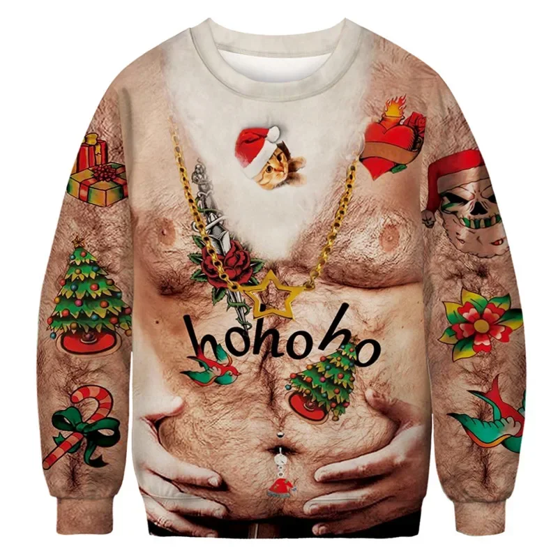 

Unisex Ugly Christmas Sweater For Men Women 3D Funny Print Pullover Hoodies Sweatshirts 2024 Autumn Winter Sweaters Jumpers Tops