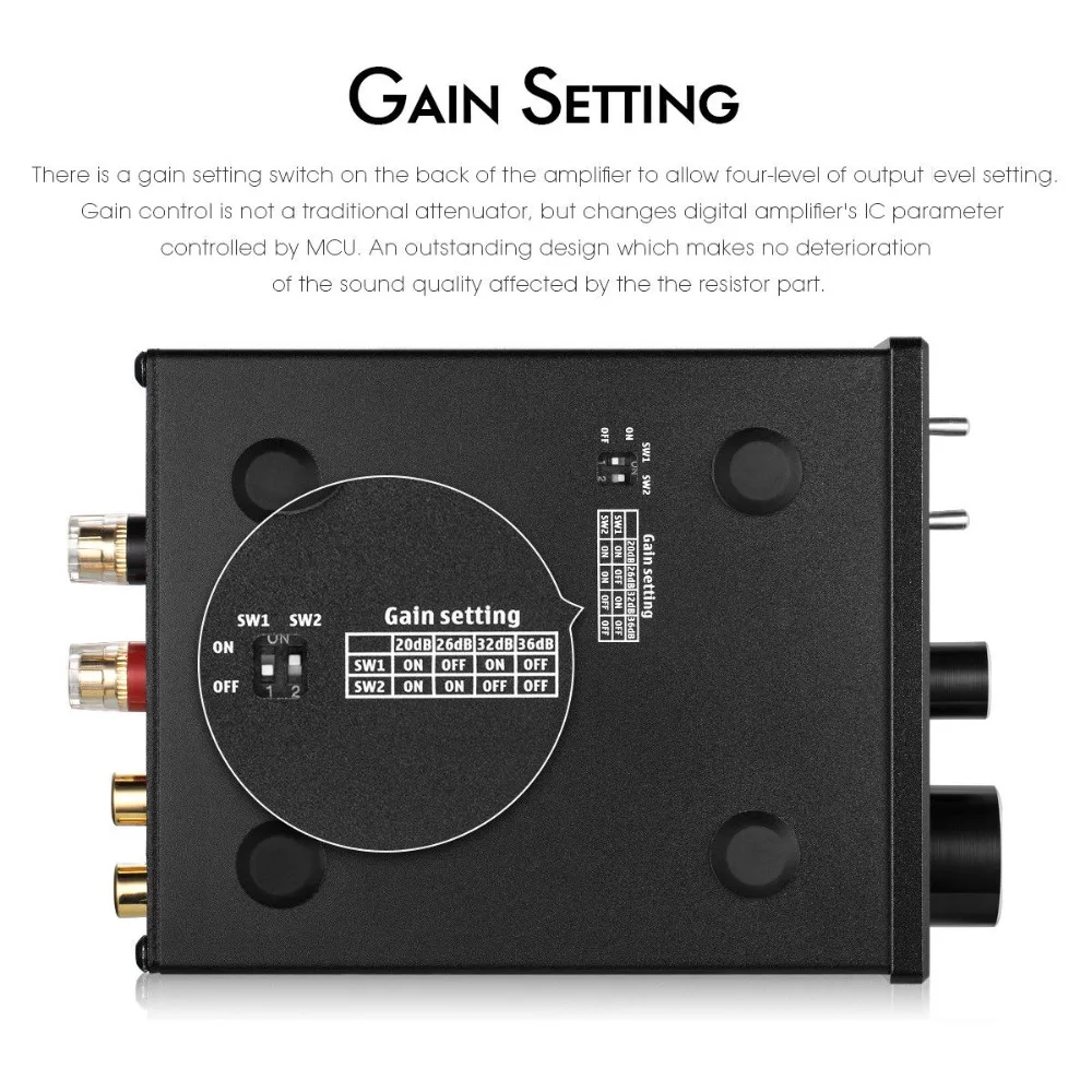 Douk Audio Hi-Fi G2 Subwoofer / Vollfrequenz-Monokanal Mini-Bass-Audioverstärker Digitaler Leistungsverstärker 100 W – Detail 5