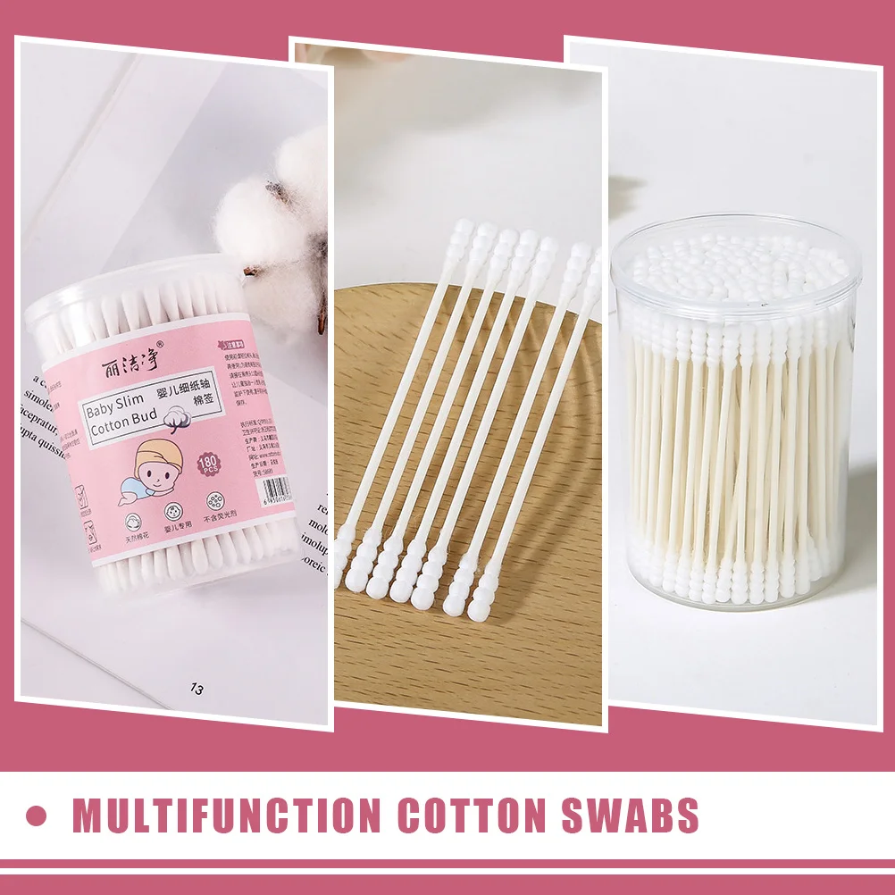 4 Boxes Cotton Swab Swabs Two-headed Double-ended Multi-purpose Sticks Makeup Clean Baby Care Buds Absorbent Safety