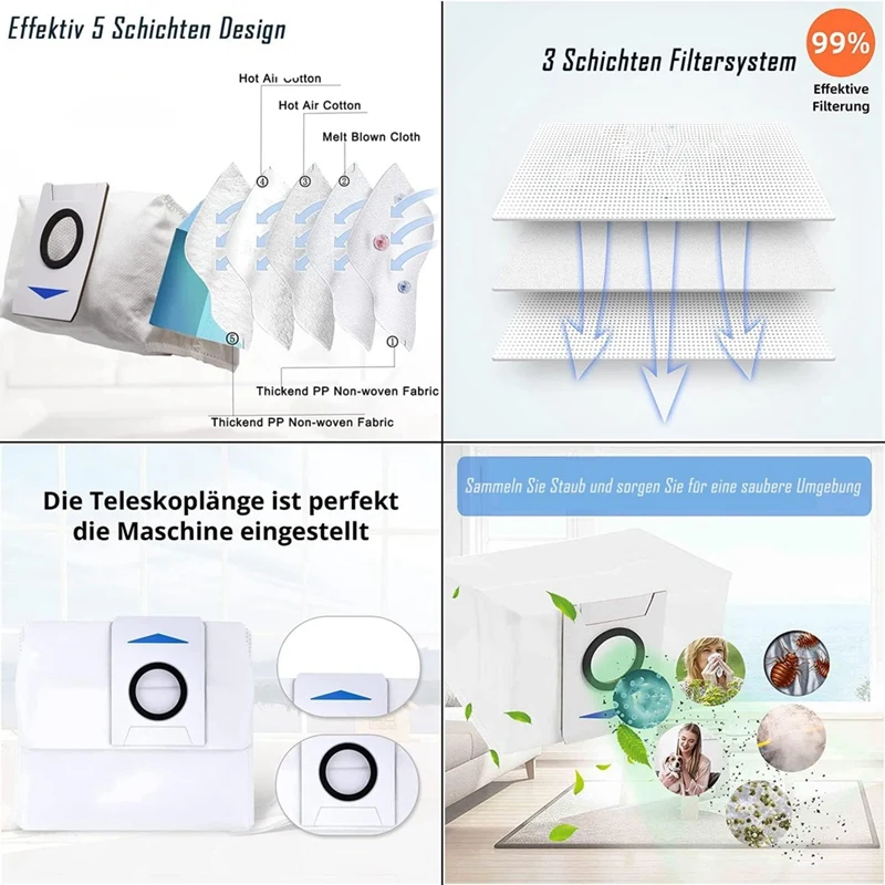 فلاتر HEPA أكياس غبار قماش ممسحة ، فرشاة جانبية رئيسية ، فلاتر HEPA ، مكنسة كهربائية ، قطع غيار لـ Ecovacs Deebot X1 ، توربو Omni X1