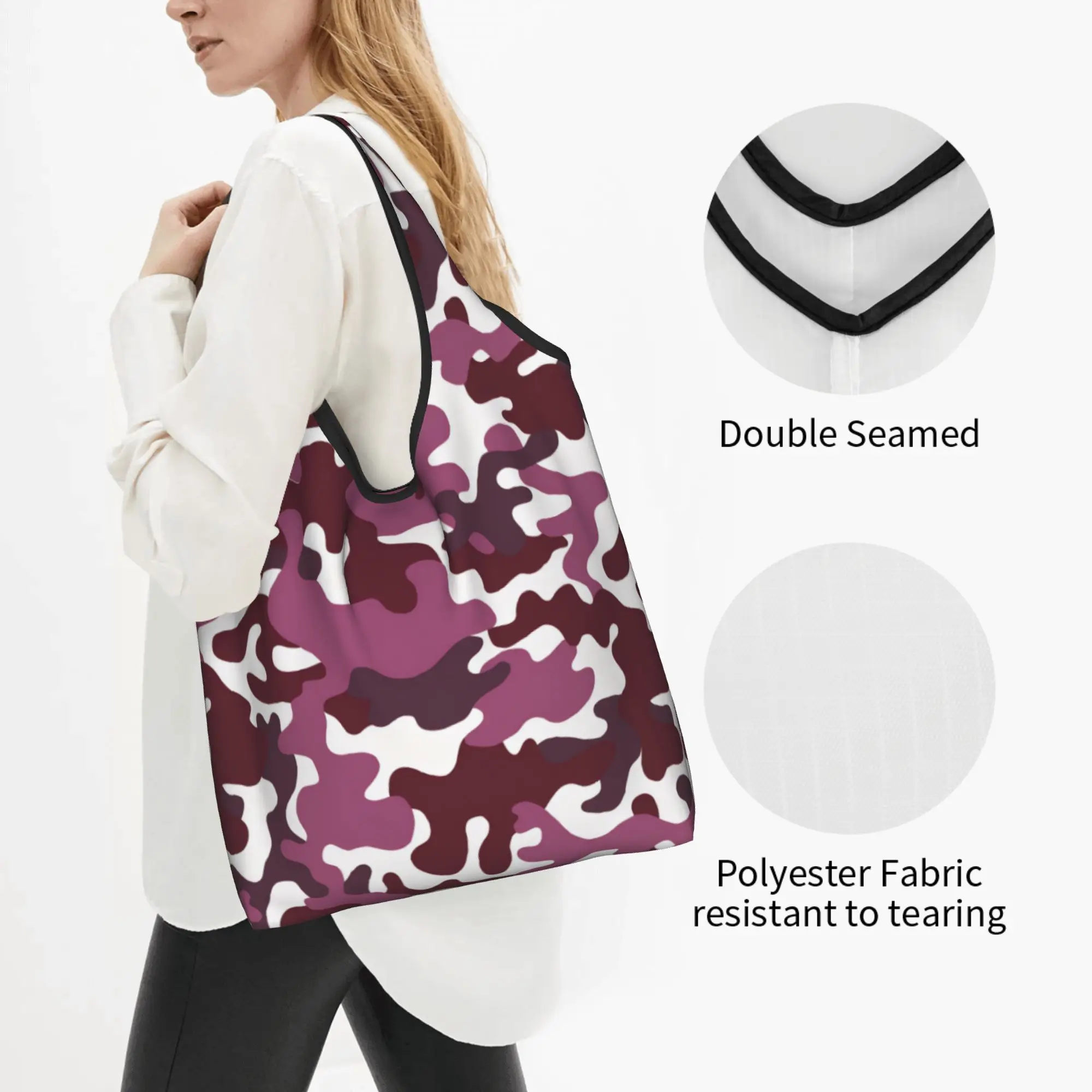 Reusable Military Army Camo Camouflage  Shopping Bag Women Tote Bag Portable Camo Tactical Grocery Shopper Bags
