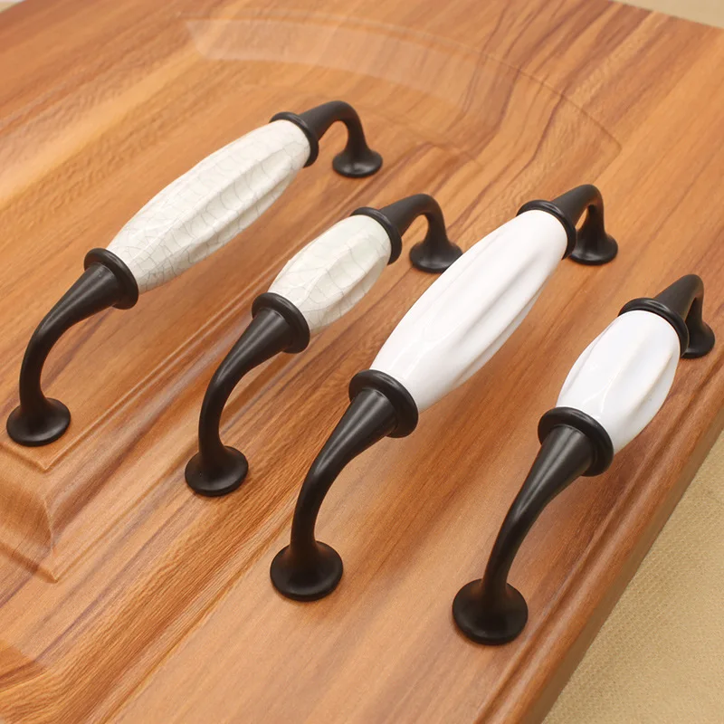 10pcs Bronze Ceramic White Cabinet Handles Zinc Alloy Drawer Knobs Wardrobe Door Handle Simple European Furniture Hardware