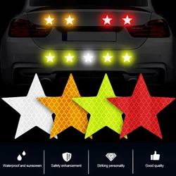 6PCS Star Shape Reflective Reflector Sticker Self Adhesive Safety Warning Conspicuity Tape for Car Truck Motorcycle Trailer