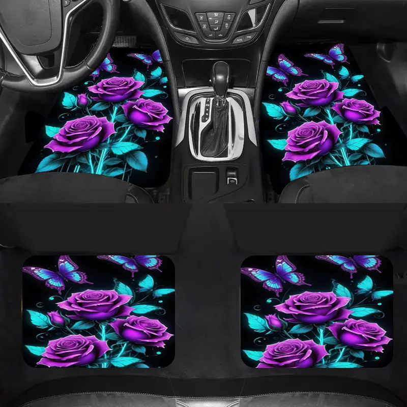 4 قطع/مجموعة من سجادات السيارات الوردية - بطانات أرضية أمامية وخلفية قابلة للتنفس لجميع المواسم لسيارات السيدان وسيارات الدفع الرباعي والشاحنات | مناسبة في فاريو #3