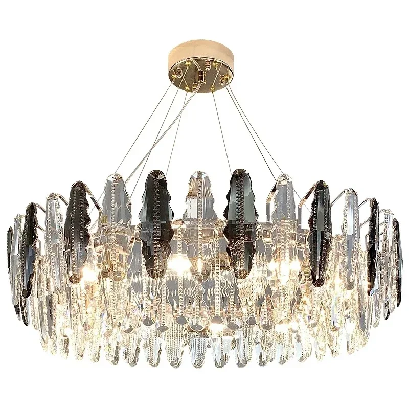 

Nordic Modern Wave Crystal Long Chandelier For Bedroom Kitchen Model Home Hotel Oval Pendant Lamp House Decoration Accessories