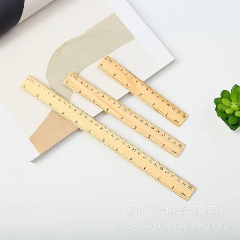 Wooden Ruler 15, 20, 30 Cm Single-sided Double Scale Student Learning Stationery