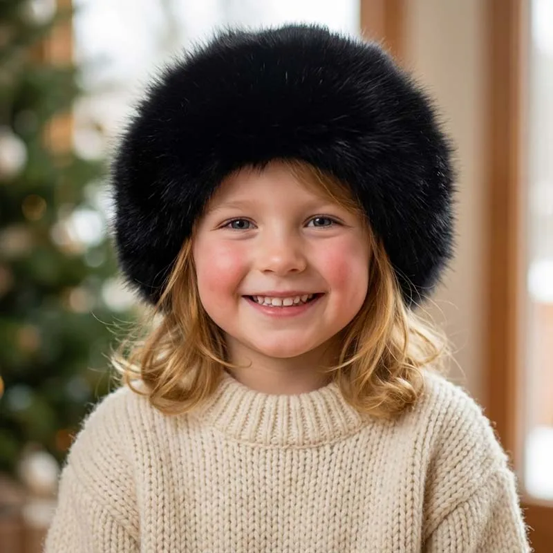 Gorro de invierno para niños de piel sintética estilo mongol, cálido, a prueba de viento, con orejeras de felpa, gorro suave y grueso para niños y niñas.
