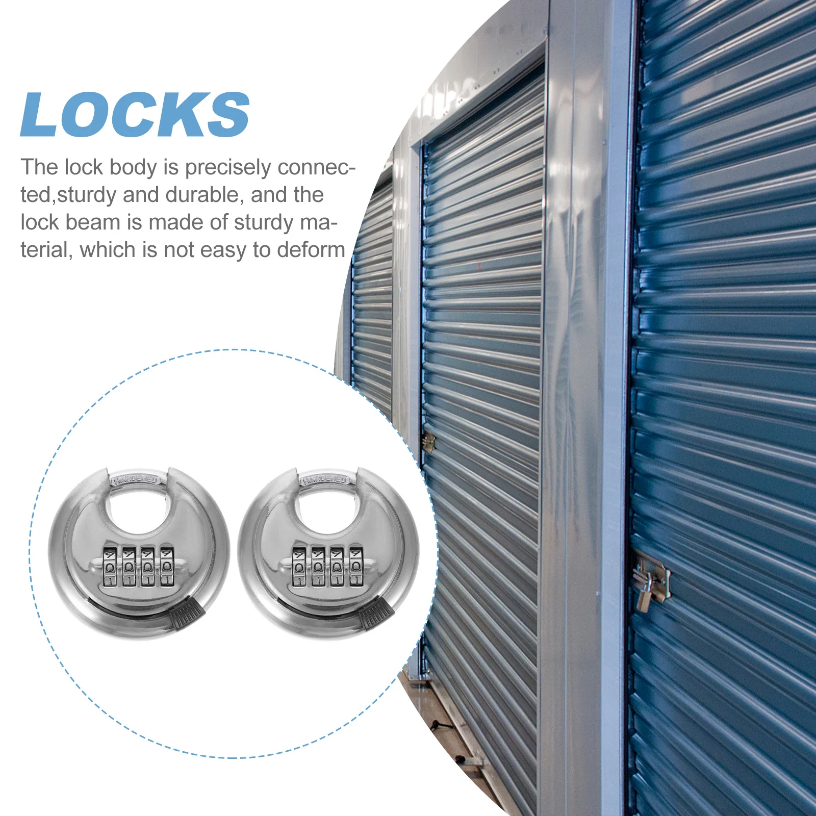 

2pcs Stainless 4 Dial Password Padlocks Durable Padlocks Durable Door Anti-Theft Locks For Home Garage Security Silver