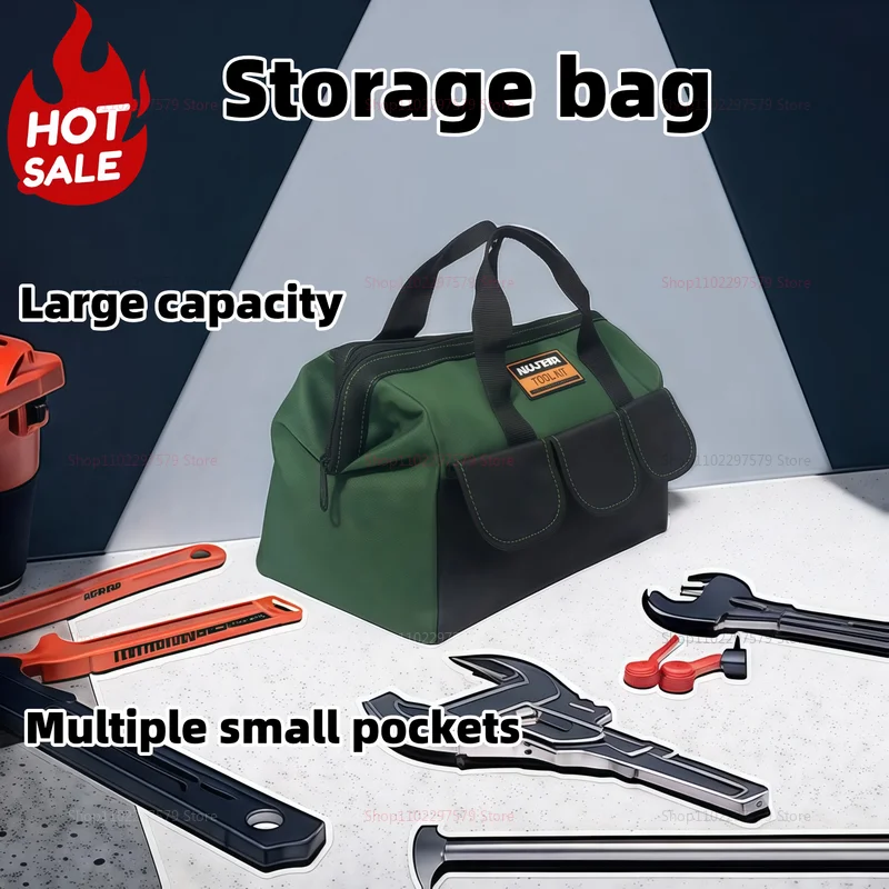 حقيبة أدوات مقاومة للماء من قماش أكسفورد مقاس 16 بوصة، حقيبة تخزين إصلاح كهربائي شديدة التحمل بسعة كبيرة