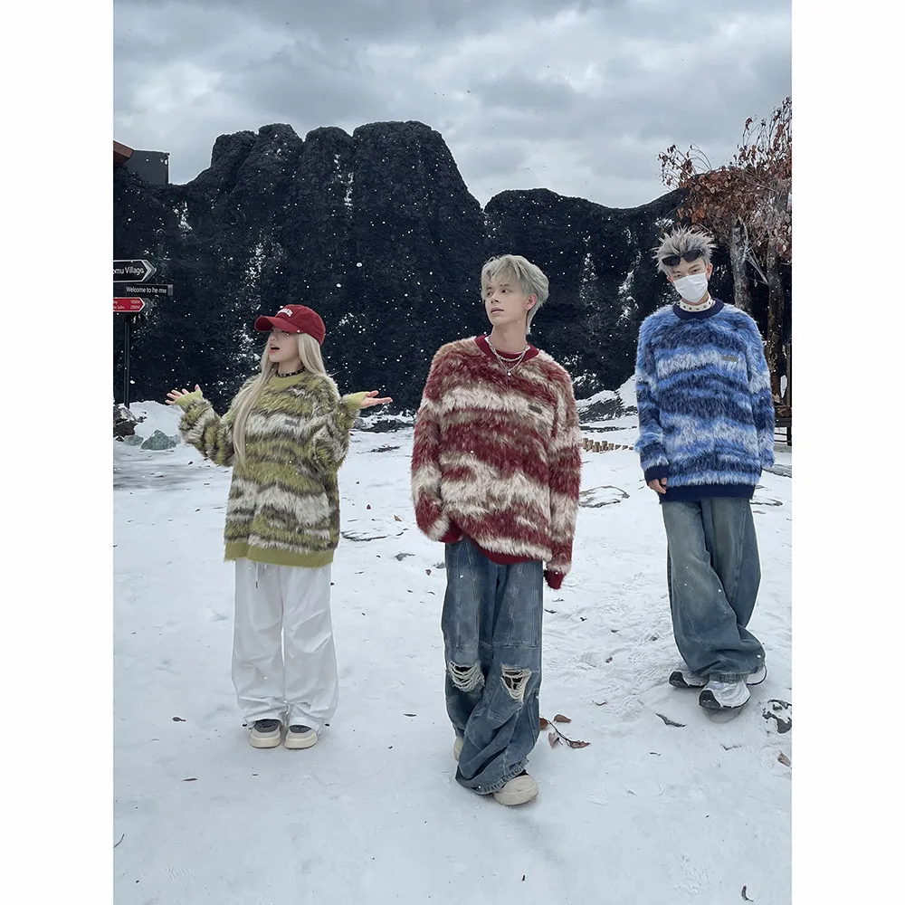 Unisex Knitting Sweater 2025 Autumn Winter New Men's Retro Sweater Soft Cozy Crew Neck Loose Lazy Casual Knit Outerwear