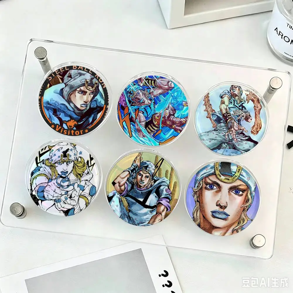 J-Johnny J-Joestar J-Jojo Laser  Button Pin Metal Cute Brooch Collar Lapel Pin Badge Women Fashion Cartoon Lover Creative