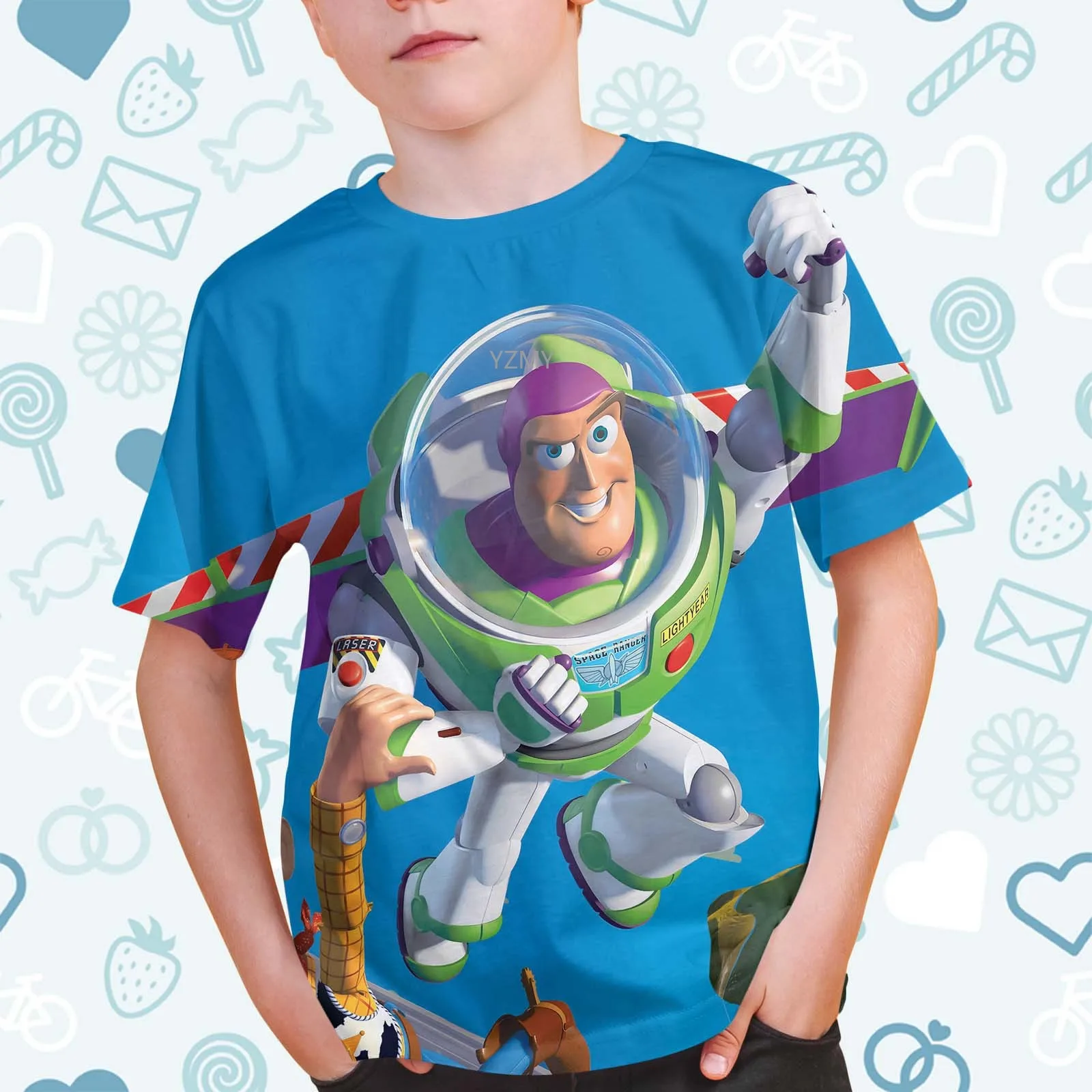 2024 Summer Disney Toy Story 3d Printed Fashion T-shirt Boys Girls Short Sleeve Disney Buzz Lightyear Jessie Cartoon 3d T-shirt